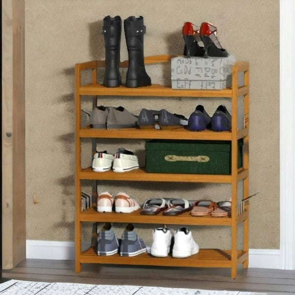 Rafaelo Mobilia 5 Tier Shoe Rack Bamboo