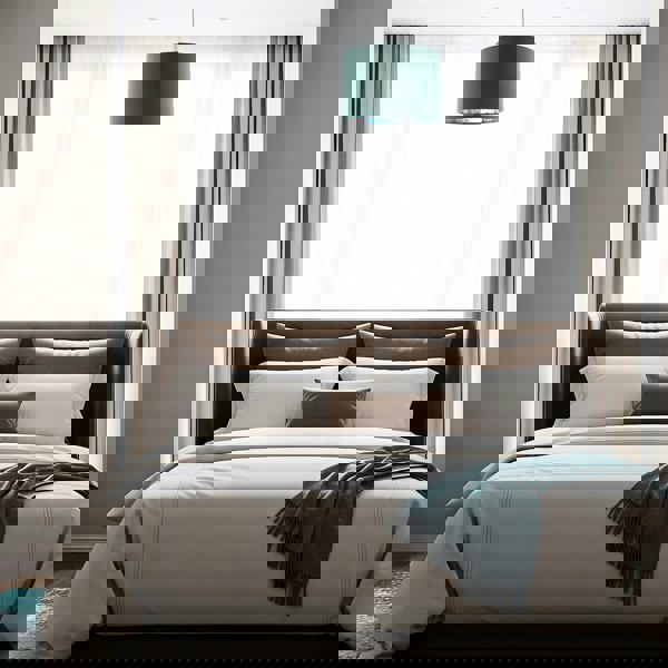 Chic Emerald Green Linen Lamp Shade with Moroccan Scale Pattern Lining Image 7