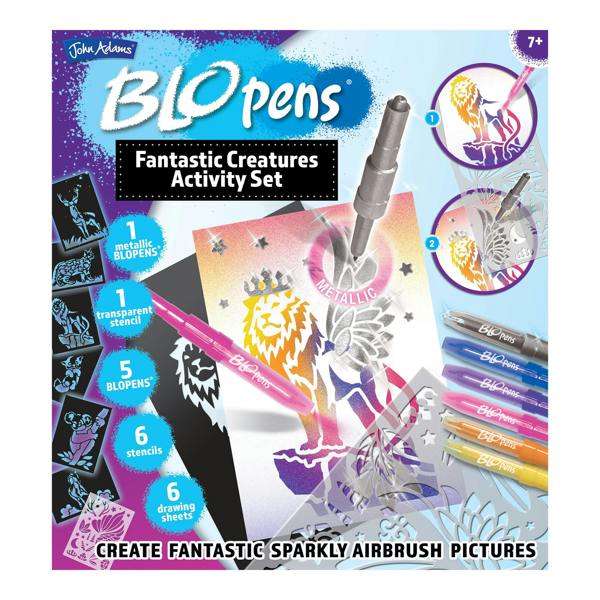 BLOPENS Fantastic Creatures Activity Set – Airbrush Art Kit with Metallic Effects