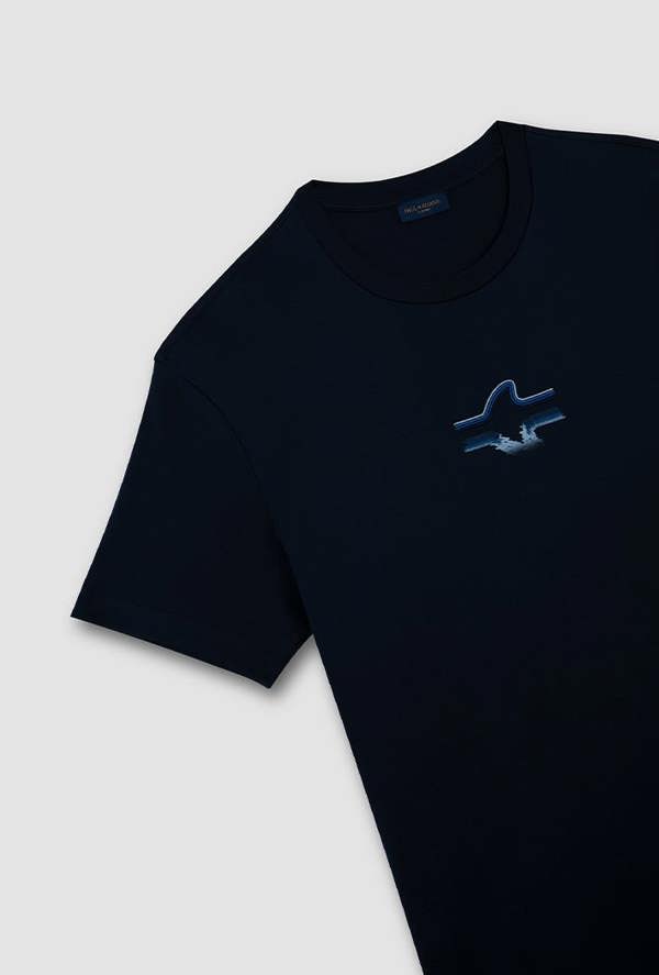 Paul & Shark Men's T-Shirt in Supima® Cotton Jersey with Fin Embroidery
