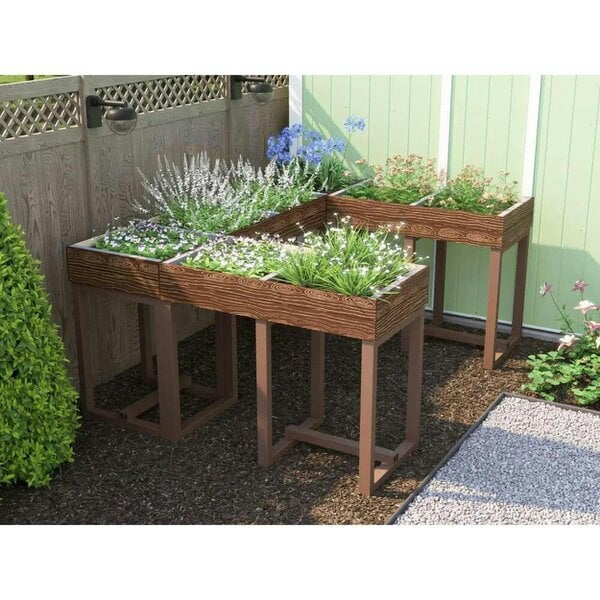 Dunster House Timber Effect Elevated Raised Garden Bed Planter  2400mm