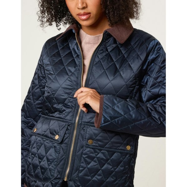 Blue Vanilla Diamond Quilted Cord Collar Coat
