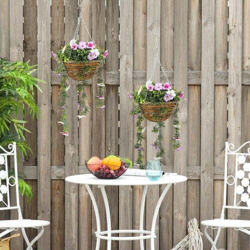 Wyld Haus Lileke Redo Set Of 2 Artificial Azalea Hanging Planters In Pink And White