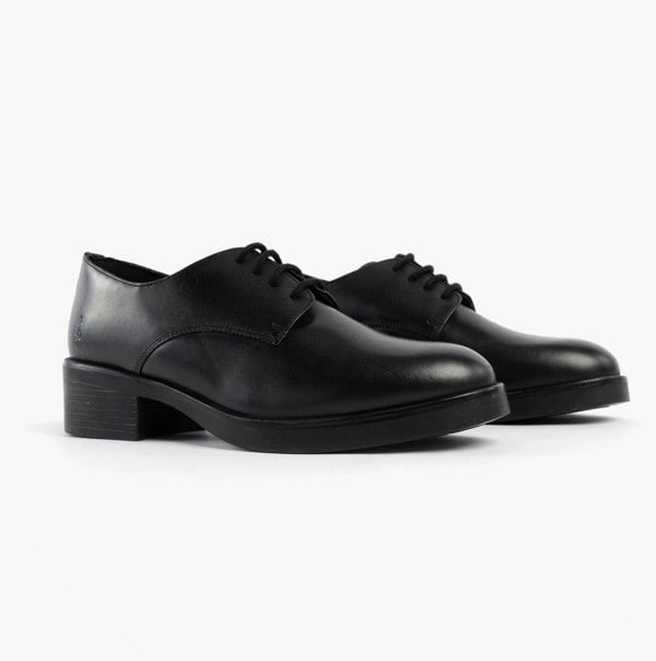 Hush Puppies ANASTASIA Girls Leather School Shoes Black