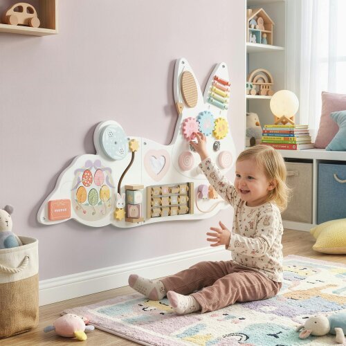AIYAPLAY Busy Board Panels, Wall Mounted, Easter Bunny, White