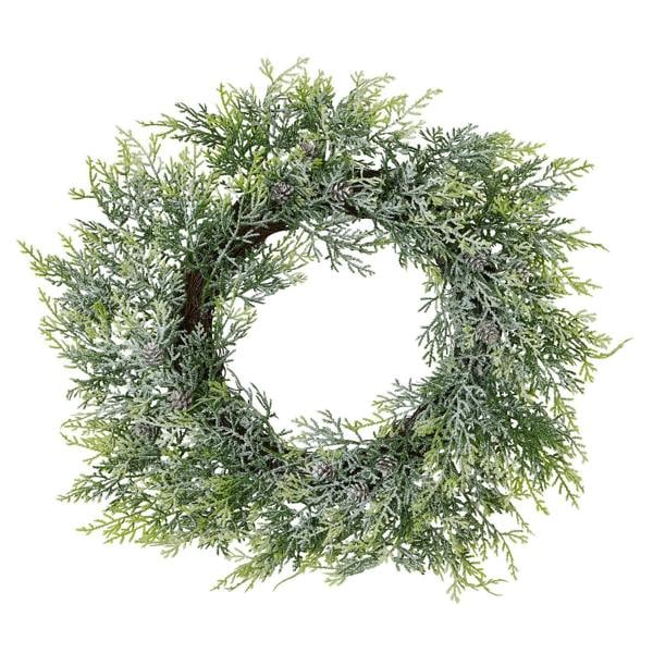 Hill Interiors Pine Wreath Artificial Bouquet - White/Green - 
