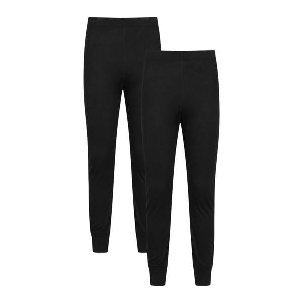 Mountain Warehouse Mens Talus Base Layer Bottoms (Pack of 2) - Black - 