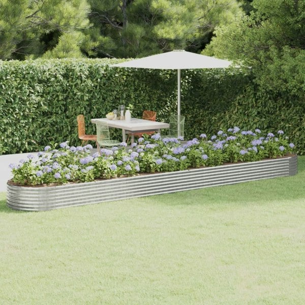 Berkfield Garden Raised Bed Powder-coated Steel 544x100x36 cm Silver
