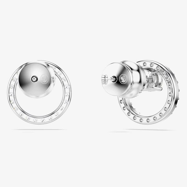 Swarovski Constella Rhodium Tone Plated Circle Stud Earrings 5692262