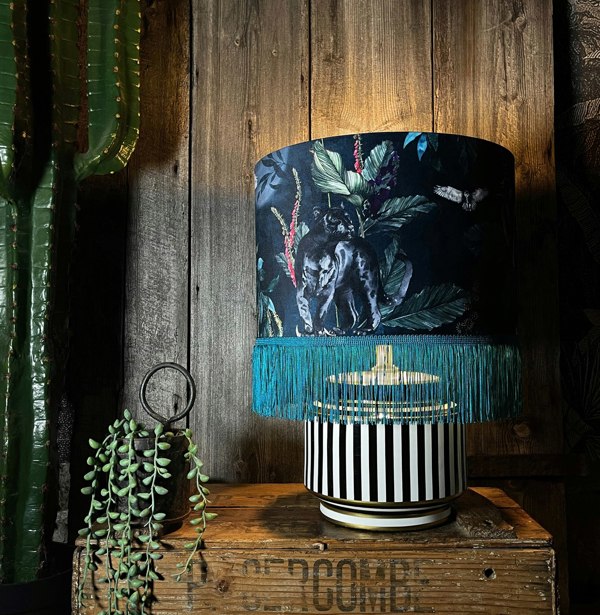 Twilight Deadly Night Shade with Gold Lining and Teal Fringing - 14" x 10" Light On