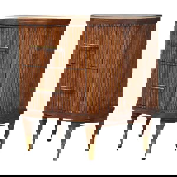 Artisan Furniture Solid Wood Ribbed Bedside with Brass Accents