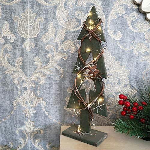 30cm Green Tree Wooden LED Tree Tabletop Centrepiece Christmas Holiday Home decoration with 20 Warm white LEDs Green Tree image 5