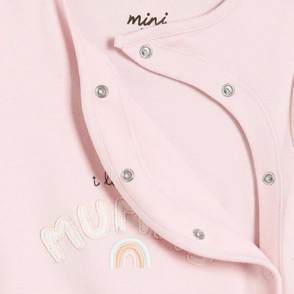 Mini Cuddles Baby Girls Typographic Sleepsuit, Pink