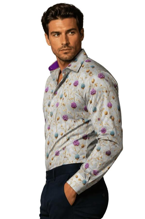 HIGHLAND THISTLES PRINT SHIRT - Claudio Lugli Shirts
