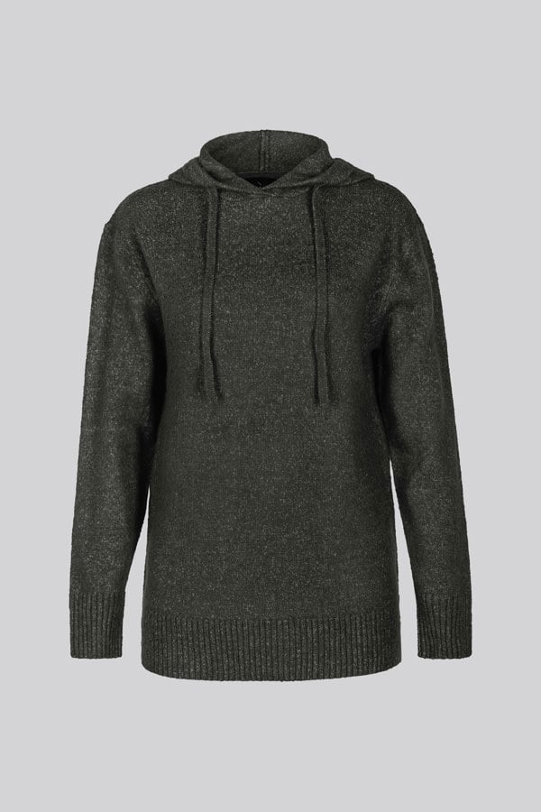 ENORSIA Charcoal Oversized Knitted Hooded Tunic