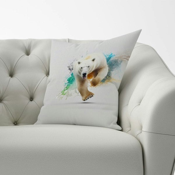 Warren Reed Charging Polar Bear Cushions