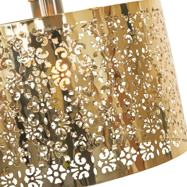 Marrakech Designed Shiny Gold Metal Pendant Light Shade with Floral Decoration Image 3