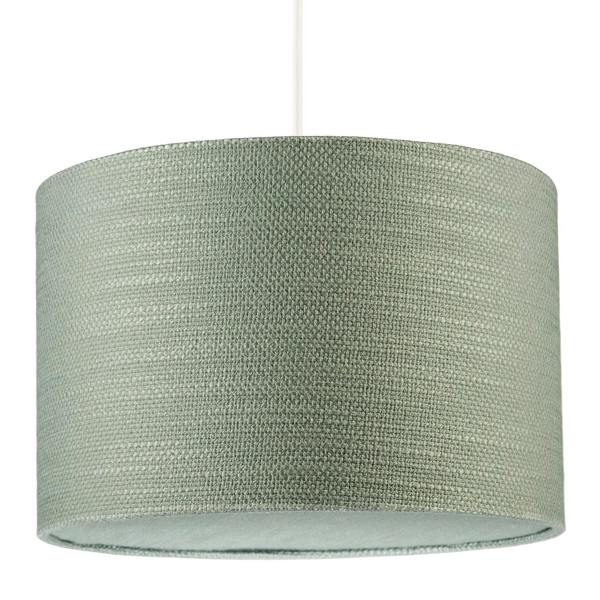 Desert Sage Green Textured Linen Pendant Lighting Shade with Diffuser Image 1