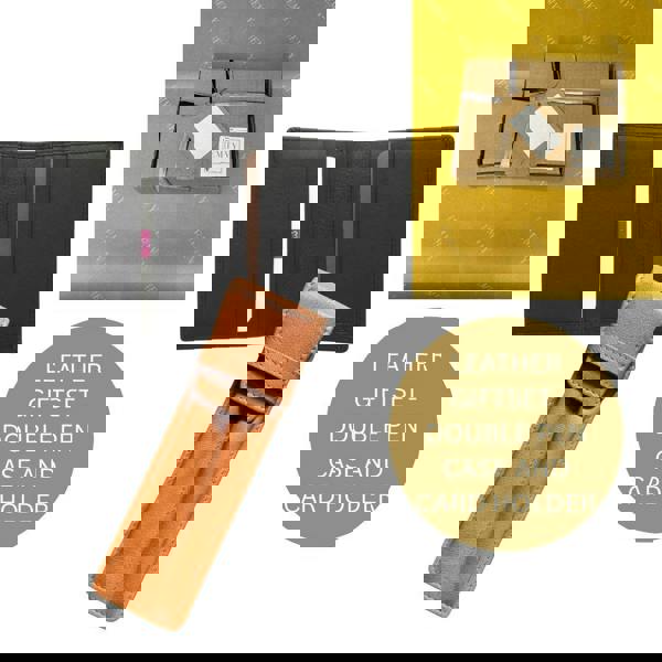 Love EMVY Leather Gift Set – Card Holder and Double Pen Case