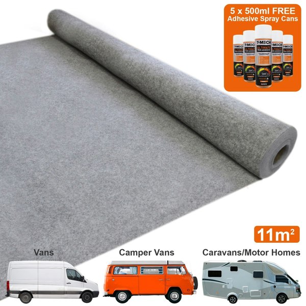 T-mech Van Carpet Lining / Smoke & 5 Adhesive Cans