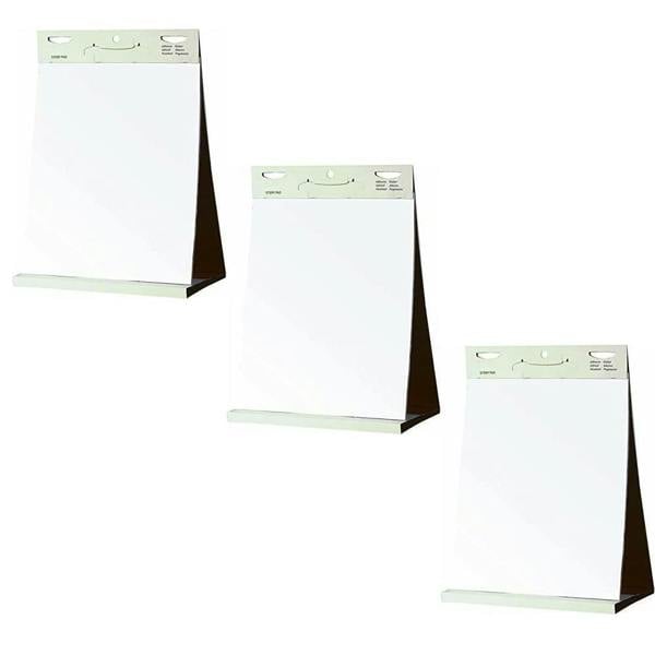 KAV Tabletop Self Stick Flipchart Paper Pad with Plain Perforated 20 Sheets for Office, Restaurant, School, Home - 70 gr/m² Paper, 58.5x50cm (Pack 3)