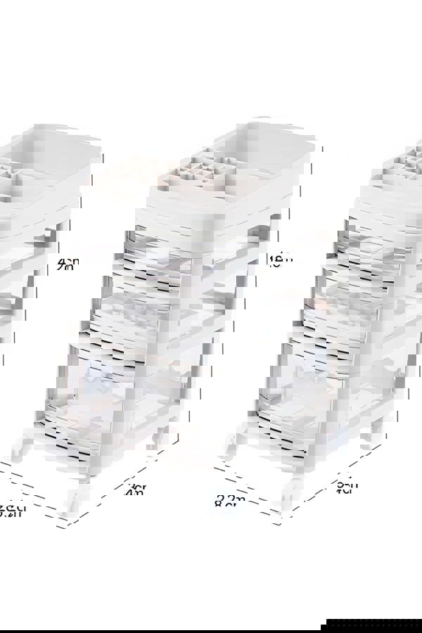 Living and Home 3 Tier Cosmetic Drawer Storage Trolley Mobile To Store Cosmetics Storage Box