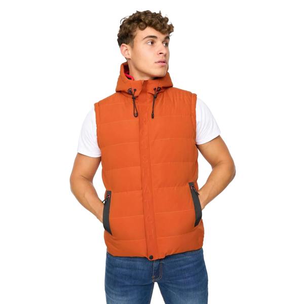 Crosshatch Mens Kampleys Embossed Padded Gilet - Burnt Orange - 