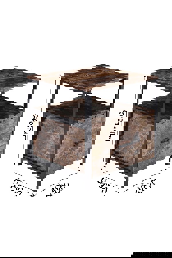 Living and Home 45cm W x 45cm D x 56cm H Industrial 1 Drawer Bedside Table Bedroom