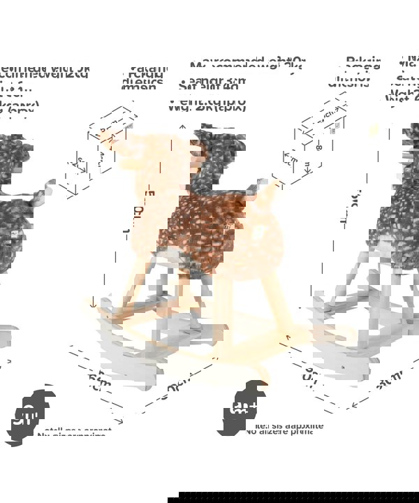Infographic image of Willow Rocking Deer showing dimensions
