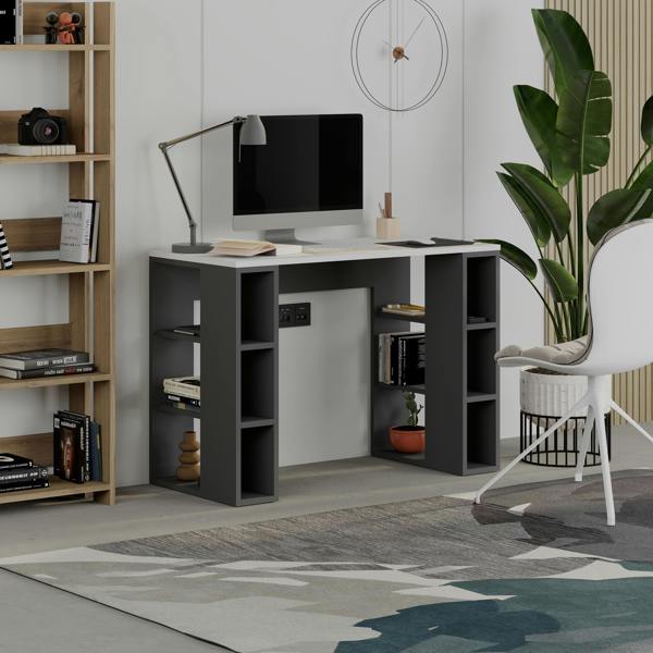 Decortie Modern Colmar 106cm Working Desk Particleboard 3 Open Shelves Wall Fix H75xW106cm