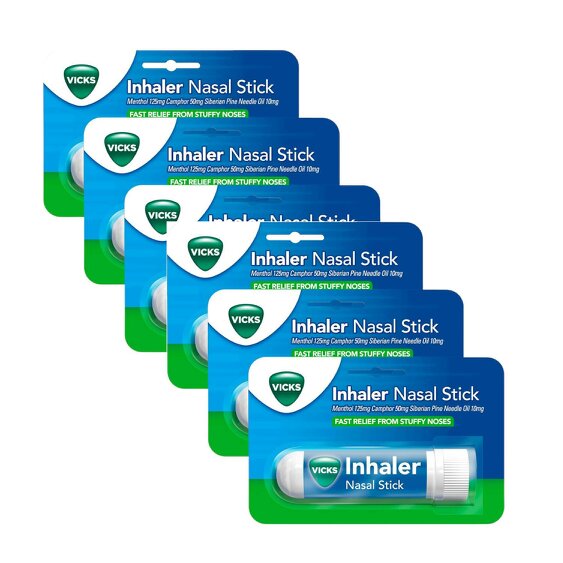 Vicks Inhaler Nasal Sticks for Temporary Blocked Nose Relief, Pack of 6