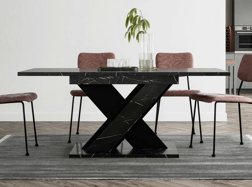 PHD Furniture TOXX Extendable Dining Table 120–160cm – Black Royal Marble Effect