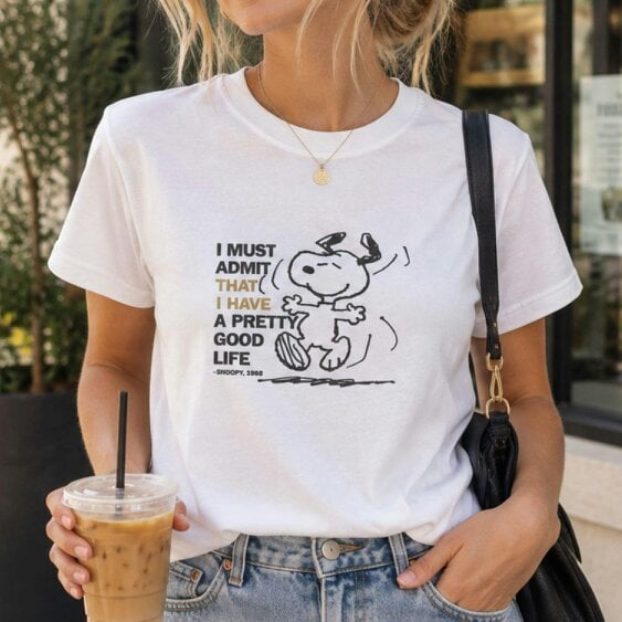 Onomato! Women's Snoopy Short Sleeve T-Shirt 100% Cotton Size L White