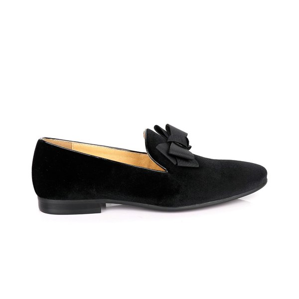 David WeJ Alfred Velvet Bow Tie Loafers - Black