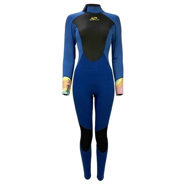 Sola Ladies Ignite - Back Zip 3/2mm Flatlock Fullsuit Wetsuit - Navy/Tie