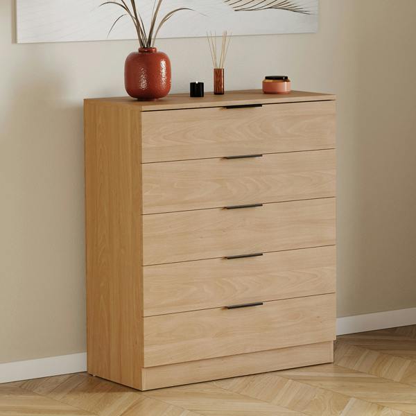 Vida Designs Trega 5 Drawer Chest, Black