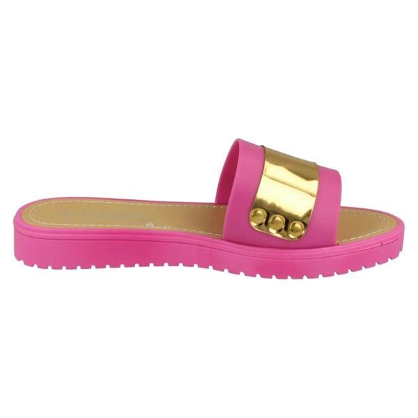 Savannah Ladies Savannah Flat Metal Detail Mules