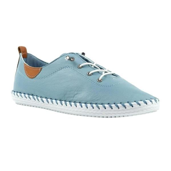 Lunar Womens/Ladies St Ives Leather Plimsolls - Light Blue