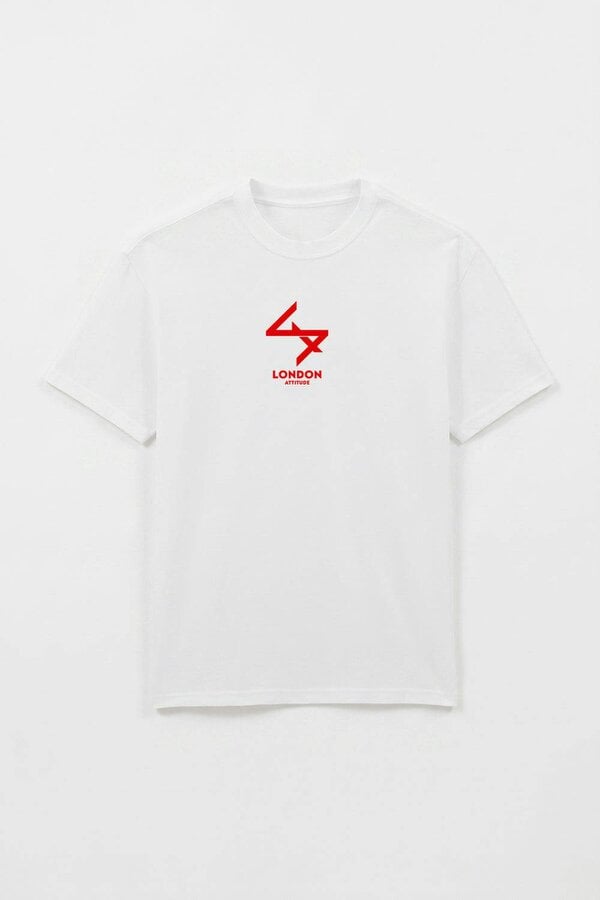 London Attitude Push Your Limits Oversized Heavyweight T-Shirt in Red Print