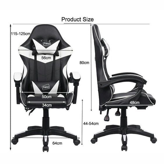 Neo Green & Black PU Leather Gaming Chair with Footrest