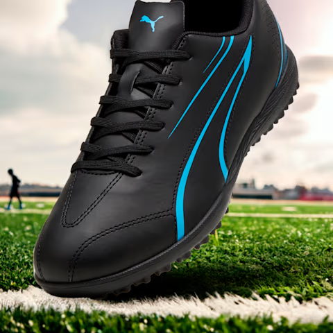 Puma Boys Vitoria TT Football Boots - Black/Luminous Blue