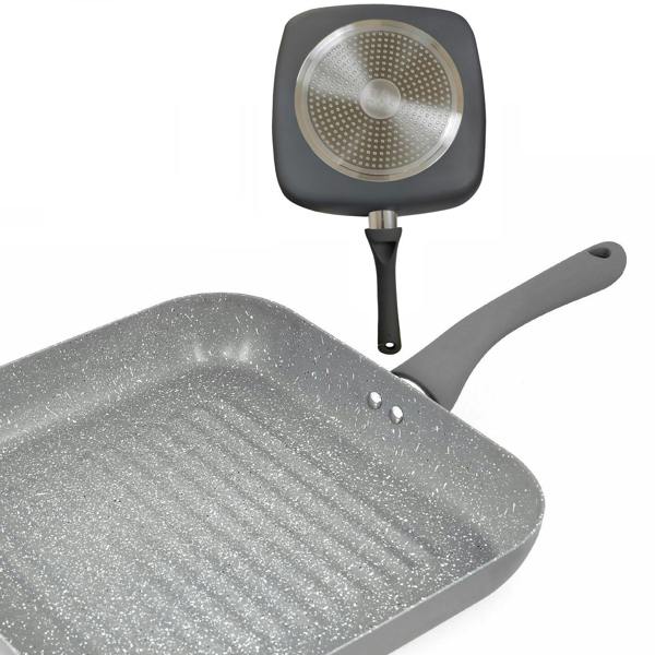 Gr8 Home 9 Piece Aluminium Grey Marble Non Stick Cookware Set Induction Frying Pans Grill Pan Saucepans and Pots