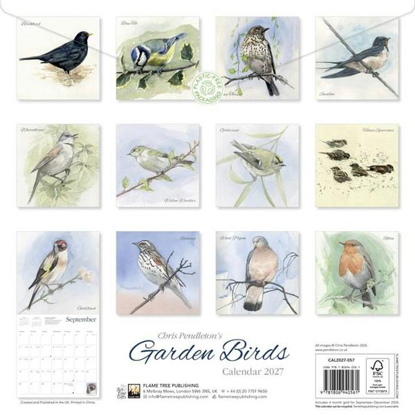 Chris Pendleton's Garden Birds Calendar 2027, Wall Calendars, Month To View, Art, Gift