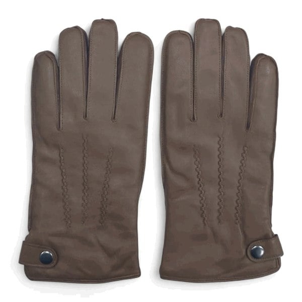Infinity Leather Men’s Leather Wool Lined Snap Button Closure Winter Gloves