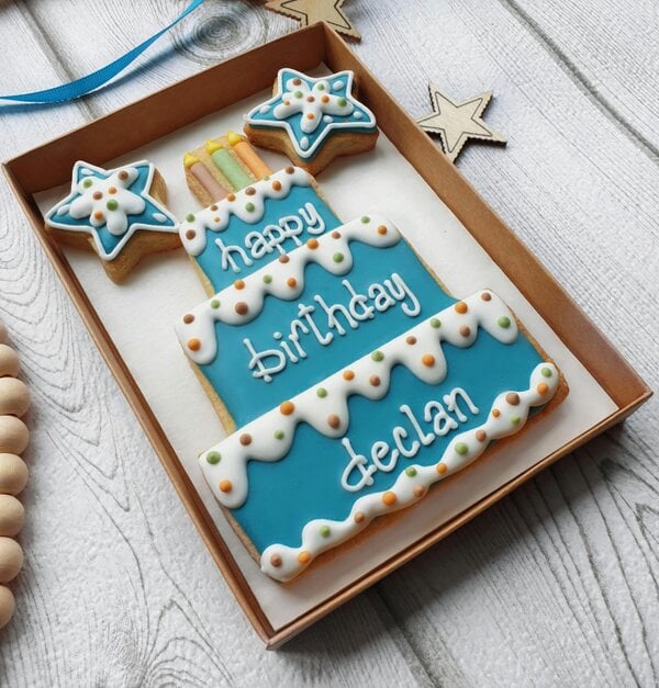 The Cookie Collaboration Personalised Fresh Cream splodge Birthday Cookie LETTERBOX GIFT