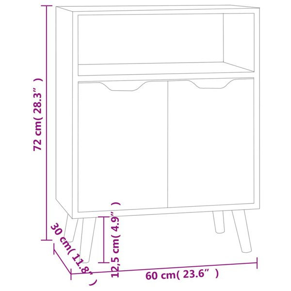 Berkfield Sideboard High Gloss White 60x30x72 cm Engineered Wood