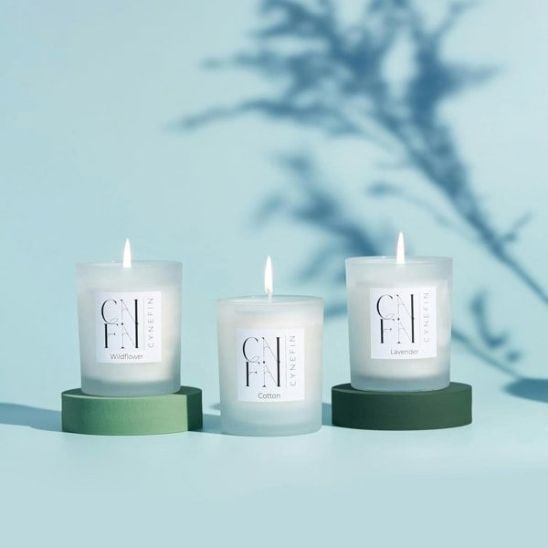 CNFN Candle Gift Set 3 x 100g - Lavender, Cotton & Wildflower Fresh and Floral Scented Candles