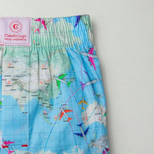 FLIGHT MAP COTTON POPLIN PRINT BOXER SHORTS – Premium Men's Patterned Shirt by Claudio Lugli | Bold Design, Tailored Fit, Best Printed Shirts