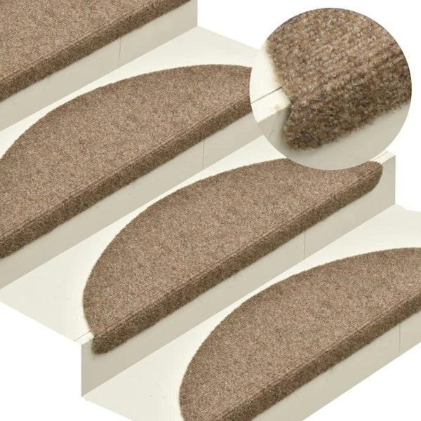 Berkfield Self-adhesive Stair Mats 15 pcs Cream 65x21x4 cm Needle Punch