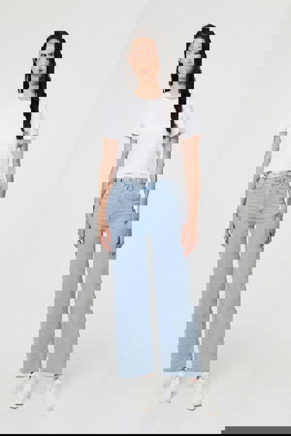 Blue | High Waist Relaxed Wide Leg Jeans
